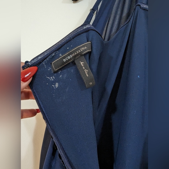 BCBG MaxAzria Katrine Blue Sparkle Party Dress s: 12 - Picture 3 of 16